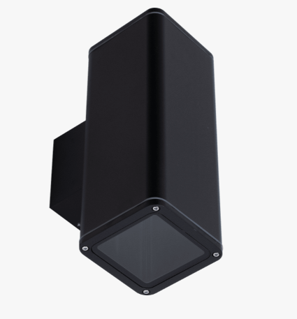 PIPER-2 BLACK SQUARE WALL LIGHT IP65 WITH 2 X E27 PAR30 LAMPS